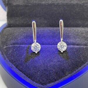 Moissanite Earrings GRA Certified Drop Earrings 18K 925 Silver Round Cut